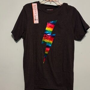 T-Shirt with Rainbow Lightning Bolt